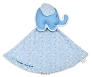 product afbeelding voor: Tutdoek blauw olifant God zorgt