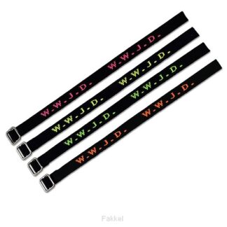 product afbeelding voor: Armband WWJD Zwart/Neon Geel