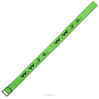 product afbeelding voor: W w j d armbandje geweven neon groen