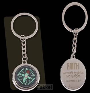 product afbeelding voor: Compass Keyring Living by faith