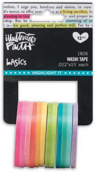 product afbeelding voor: Highlight it Washi tape - 3 mm- 12 rolls
