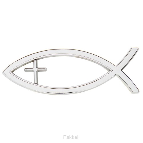 product afbeelding voor: Auto emblem Ichtus Cross Silver