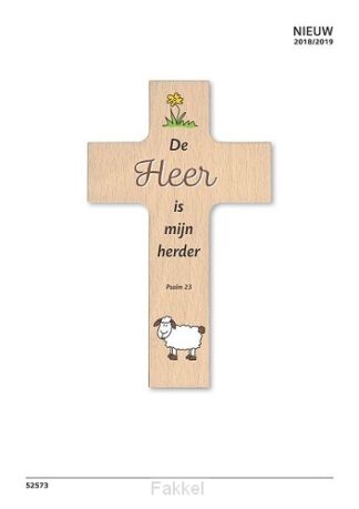 product afbeelding voor: Houten kruisje de Heere is mijn Herder