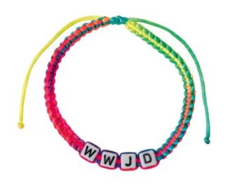 Armband blokjes WWJD regenboog