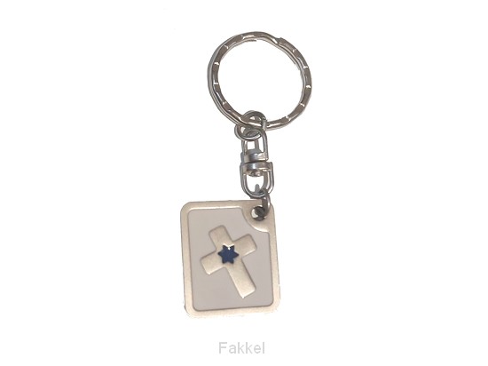 product afbeelding voor: Rectangular keyring with cross symbol