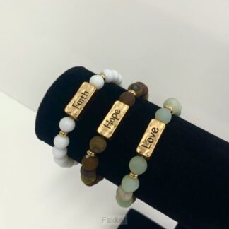 product afbeelding voor: Set 1 natuurstenen armband faith hope lo
