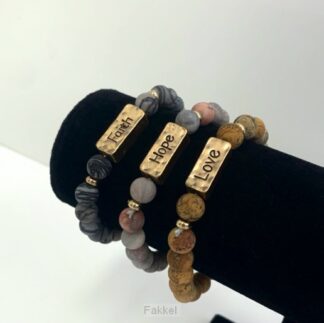 product afbeelding voor: Set 2 natuurstenen armband faith hope lo