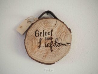 product afbeelding voor: Boomschijf met leren band "Ik zal er zij