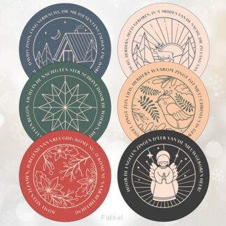 product afbeelding voor: Voordeelpakje 12 kerstkaarten rond serie