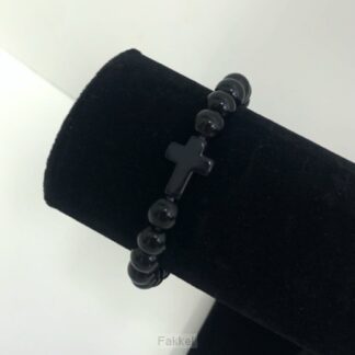 product afbeelding voor: Kralenarmband kruis zwart