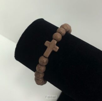 product afbeelding voor: Kralenarmband kruis bruin